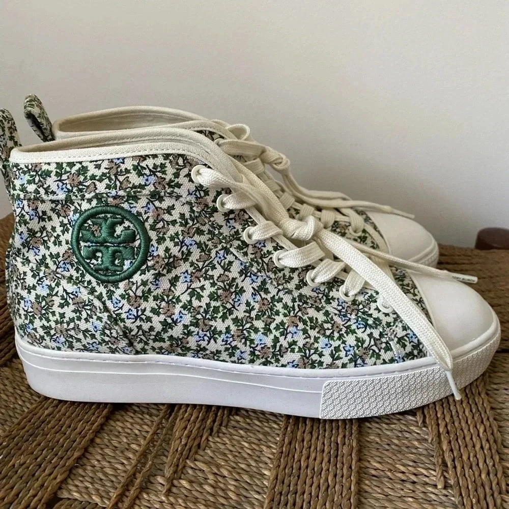 Tory Burch Shoes Women’s 8 Logo High Top Sneaker Printed Canvas Floral
